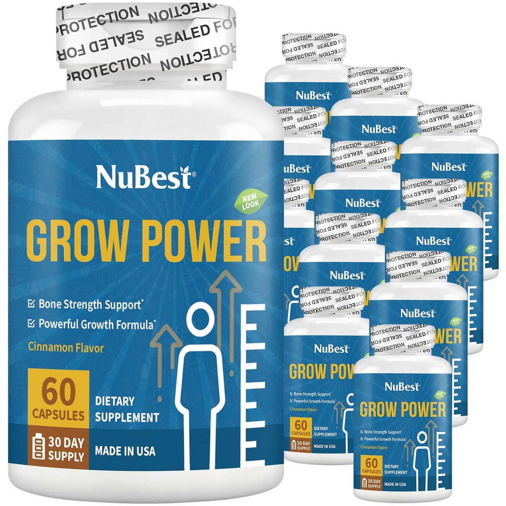 NuBest Grow Power - Kraftfuld Bone Strength Formel for børn (10 +) & Teens - Understøtter sund Bone Sundhed, Samlet sundhed med calcium, D3- vitamin, Phosphorus, Magnesium & mere - 12 Pack
