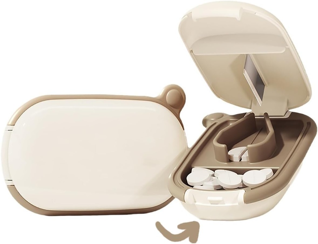 MURRI & MURRDI Lille Pill Cutter, Pill Splitter Pill Cutter til små eller store piller, Portable Medicine Cutter til Pocket Purse Pill Holder Cutter til vitaminer, tabletter, Medicin (A Caramel)