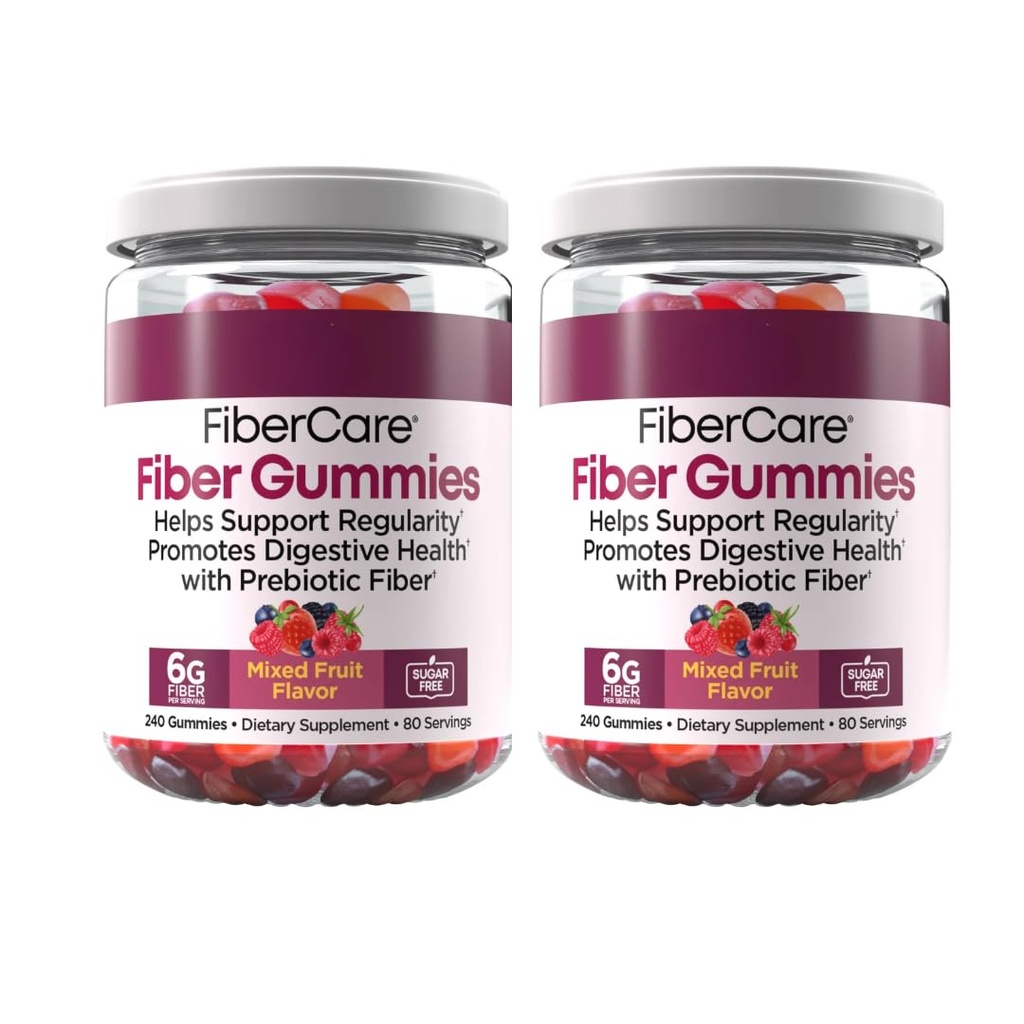 Fiber Care Gummies, 240 ct, 80 Servings, 6g of Fiber Per Serving, Help Supports Regularity & Promote Digestive Health Pack of 2