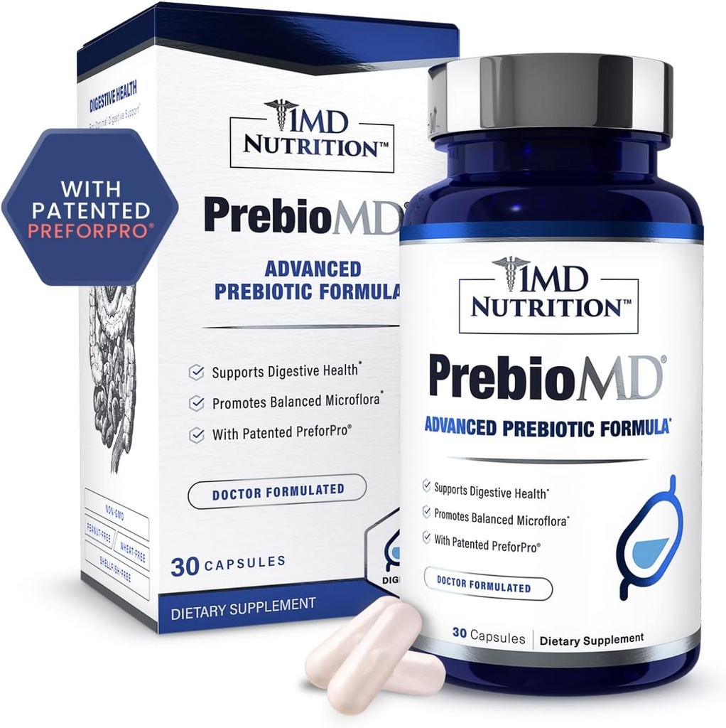 1MD Nutrition PreBioMD - Prebiotic med PreforPro ® - 124; Support Sund fordøjelse og positive bakterier