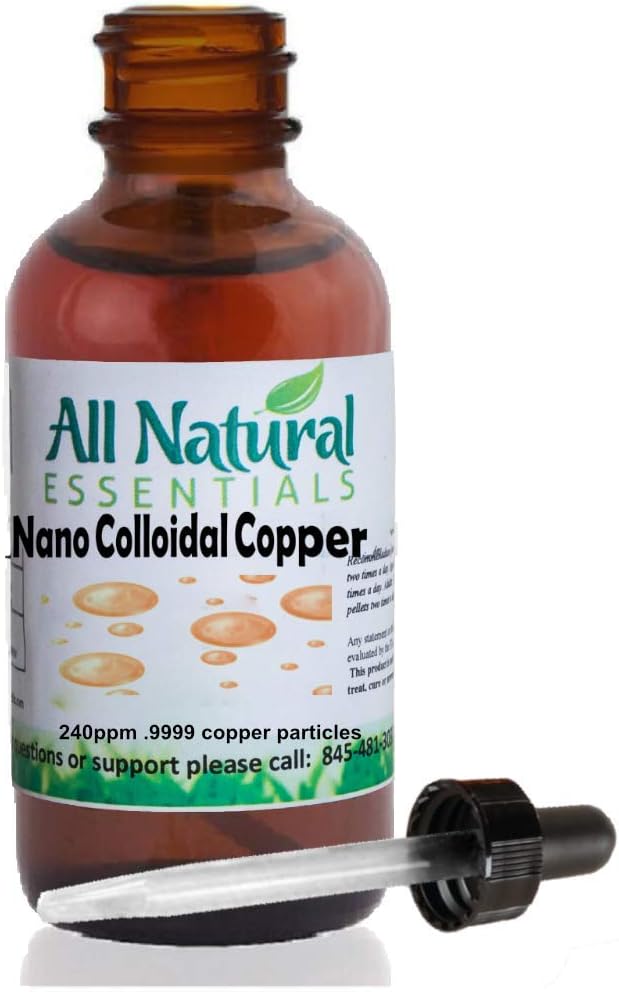 Nano kolloide mineraler Supplement flydende kolloid kobber Mineral 2oz 240ppm flaske Kosher kobber alle naturlige for voksne, mænd, kvinder, børn (Dropper)