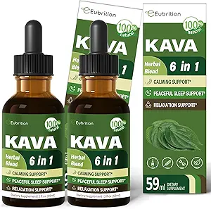 Kava Root Dryps til Calming & Afslappende Support, Natural Call & Sleep Kosttilskud til voksne med Valerian, Kamille Extract, Høj Biotilgængelighed Væske med Basilikum fremmer Afslapning. 4 oz