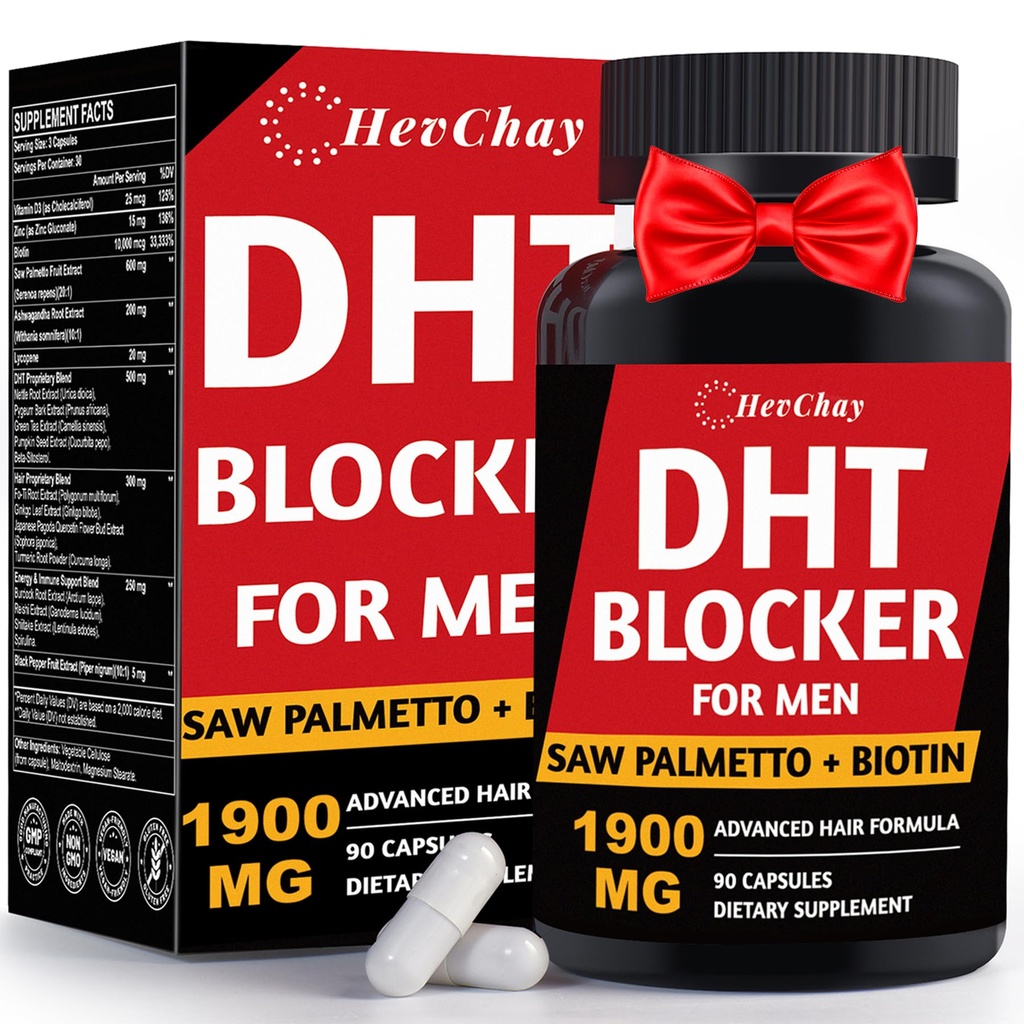 DHT Blocker for Men | Extra Strength Saw Palmetto & Biotin Hair Growth Supplement - Hair Growth Vitamins - Hair Regrowth - Natural Hair Loss Supplements for Men - Proprietary Herbal Blends,1 Pack