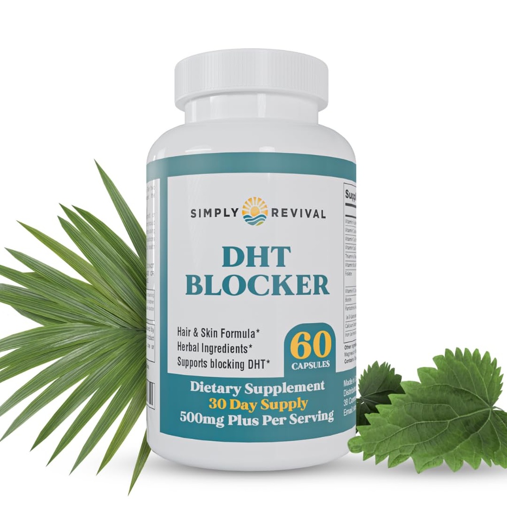 DHT Blocker for Men & Women – Saw Palmetto Herbal Supplement for Hair Growth – Supports Regrowth, Reduces Shedding, Strengthens Hair & Scalp – 60 Capsules