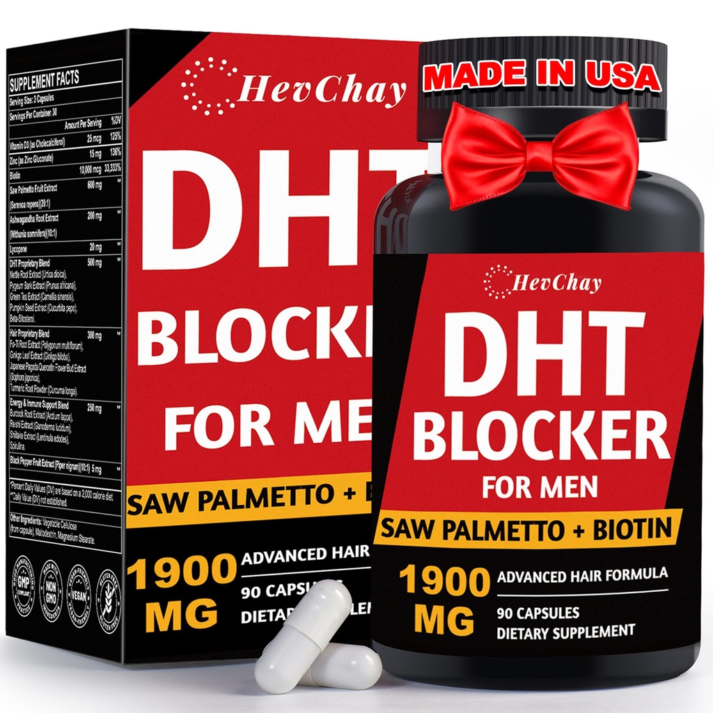 DHT Blocker for Men | Extra Strength Saw Palmetto & Biotin Hair Growth Supplement - Hair Growth Vitamins - Hair Regrowth - Natural Hair Loss Supplements for Men - Proprietary Herbal Blends,90 Capsules