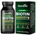 Biotin 6000mcg Hair Growth Supplement with MSM& Bamboo Silica - Hair, Skin & Nail Support for Women & Men, 80 Capsules.