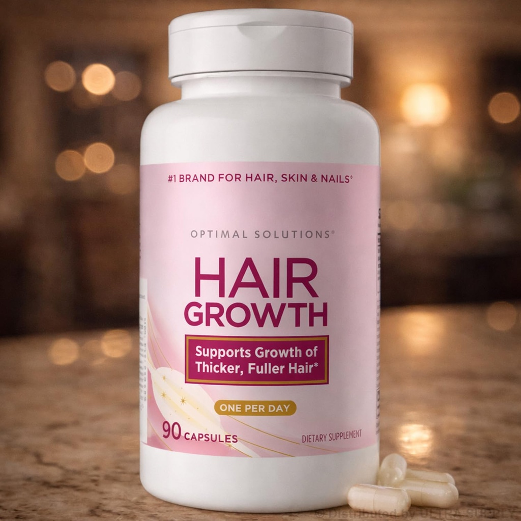 NB Optimal-Solutions Hair Growth 90 Capsules with Biotin 10000 mcg Silicon Arginine Non GMO
