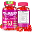 Magnesium Glycinat Gummies 600mg, tyggetuskler fri Kalium Magnesium Gummies med Magnesium Glycinat, D-vitamin, B6 og CoQ10 til søvn, afslapning, hjerne og muskel, 60 dages forsyning