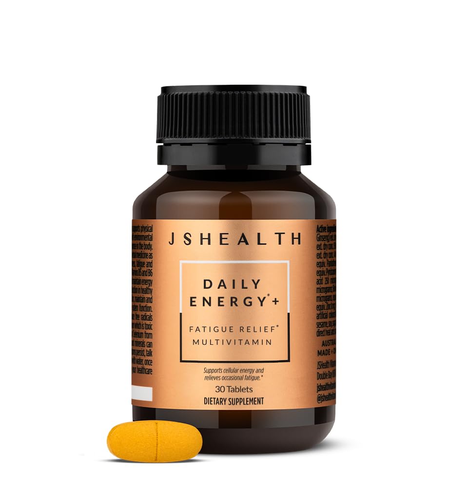 JSHealth Daily Energy Supplement. Once Daily Energy Vitamins for Women with American Ginseng, Rhodiola, B Vitamins, Vitamin C, Zinc. Supports Stamina and Stress. Vegan (30 Tablets)