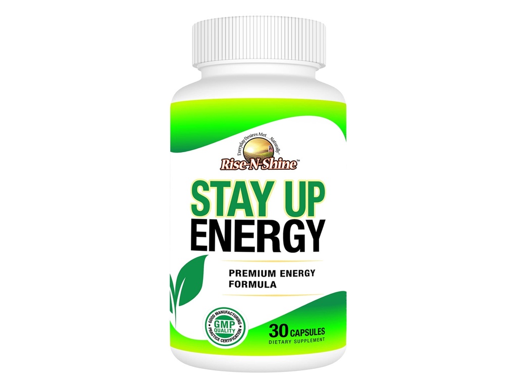 Rise-N-Shine Stay Up Energy Vitamins with Vitamin B6, Vitamin B12, Caffeine Anhydrous & More - Energy Supplement for Women and Men - 30-Day Supply (30 Capsules)