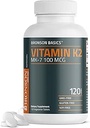 Bronson vitamin K2 MK- 7 100 MCG, K2 som MK7 Menaquinon, Knoglestøtte Non- GMO, 120 tabletter