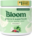 Bloom Nutrition Superfood Green Powder, fordøjelsesenzymer med probiotika og prebiotika, Gut Health, Bloating Relief for Women, Chlorella, Green Juice Mix med Beet Root Powder, 30 SVG, Kokosolie