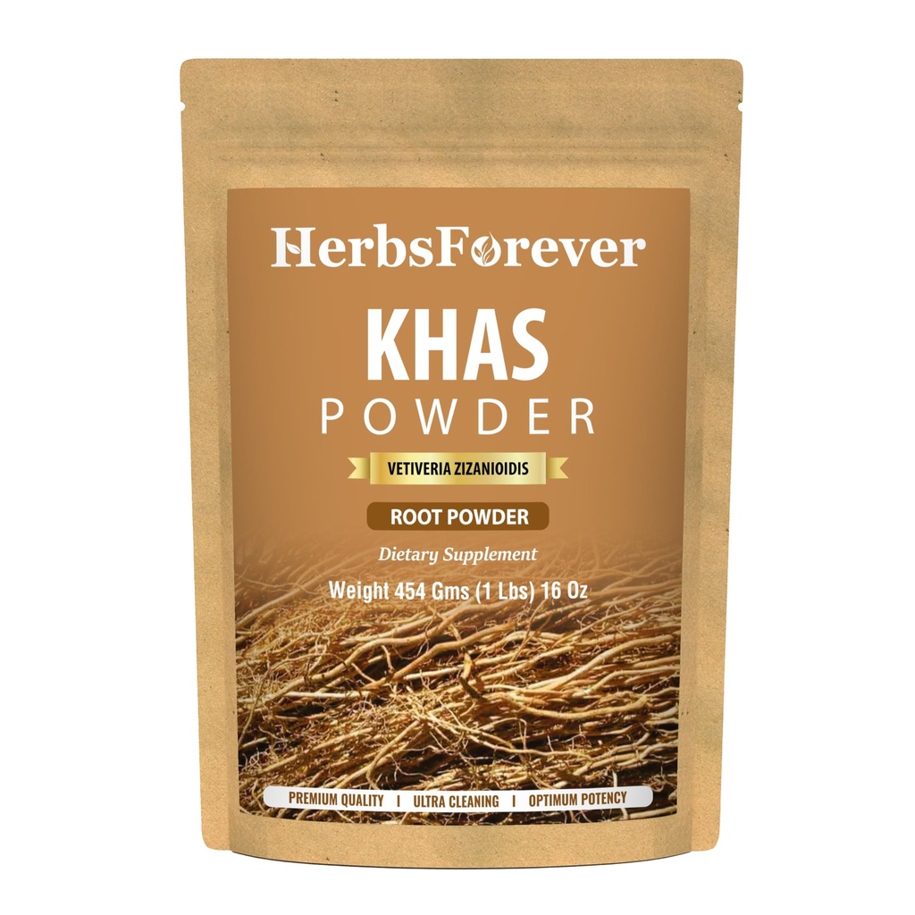 Herbsforever Khas Powder | Vetiveria Zizanioides | Natural Dietary Fiber | Non-GMO, Vegan, Gluten-Free | 454 GMS