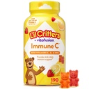 L 'il Critters ImmunC Daglig Gummy supplement Vitamin til børn, for C-vitamin, D-vitamin og zink til immunforsvar, Orange, Lemon, Jordbær og Kirsebær Flag, 190 Gummies (Packaging May Vary)