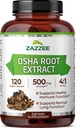Zazzee OSHA Root 4: 1 Extract, 500 mg Strength, 120 Vegansk Kapsler, 4 Måned Supply, Koncentreret og Standardiseret 4X Extract, 100% Vegetar, Ligusticum porteri, All- Natural og Non- GMO