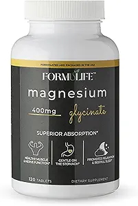 Magnesium Glycinat 400 mg - 120 tabletter - Høj Absorption, mag supplement til ben kramper, lette muskler, hjerte, rolig, støtte stress, ben & nerve sundhed, Magnesium supplement, Made in USA, Vegan