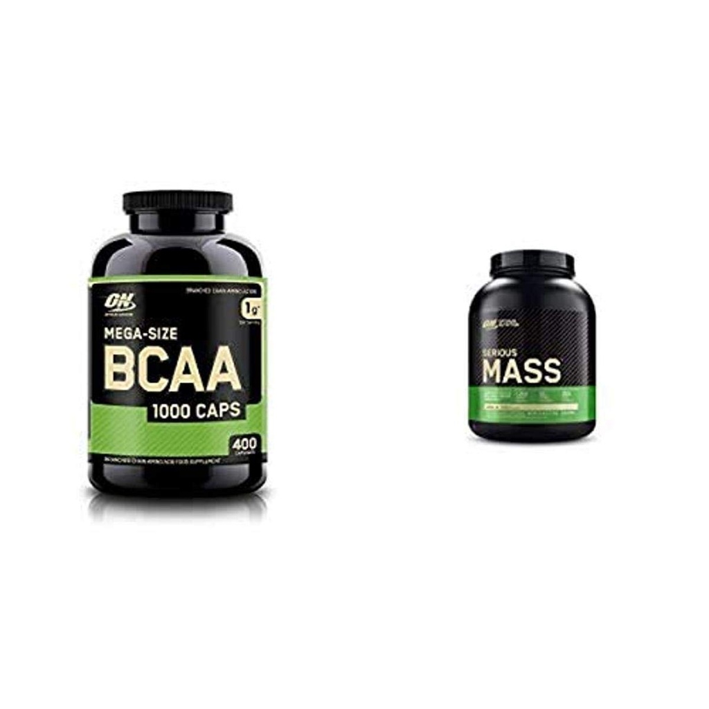 OPTIMUM NUTRITION Instantized BCAA Capsules, Keto Friendly Branched Chain Essential Amino Acids with Serious Mass Weight Gainer Protein Powder for Immune Support, Vanilla