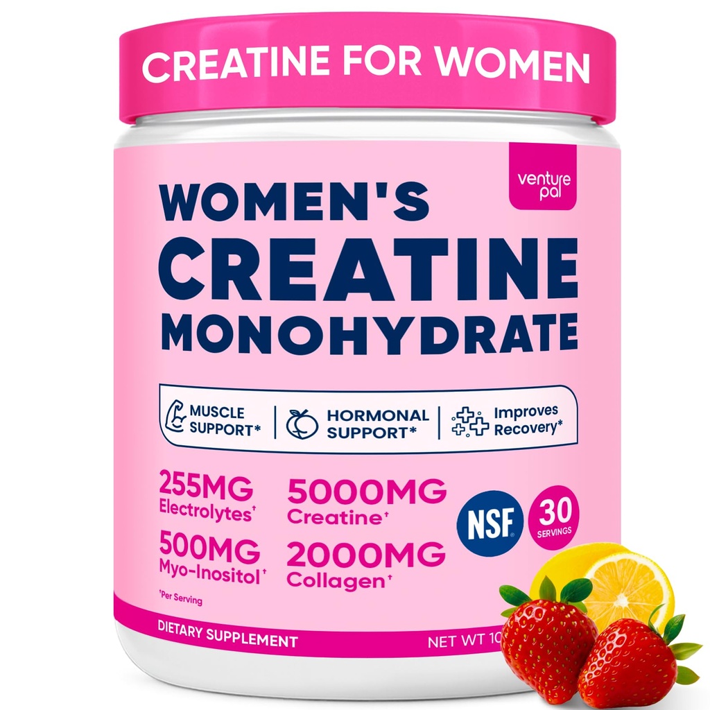 18 IN 1 Creatine for Women, Creatine Monohydrate Blend Powder with Collagen, Myo & D-Chiro Inositol, Electrolytes & 6 Vitamins for Muscle Growth, Recovery & Hormonal Balance – 10.58 Oz,Sugar Free