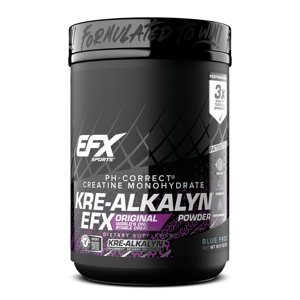 EFX Sports Kre-Alkalyn EFX Powder | pH Correct Creatine Monohydrate Powder Supplement | Strength, Muscle Growth & Performance | 200 Servings (Blue Frost)