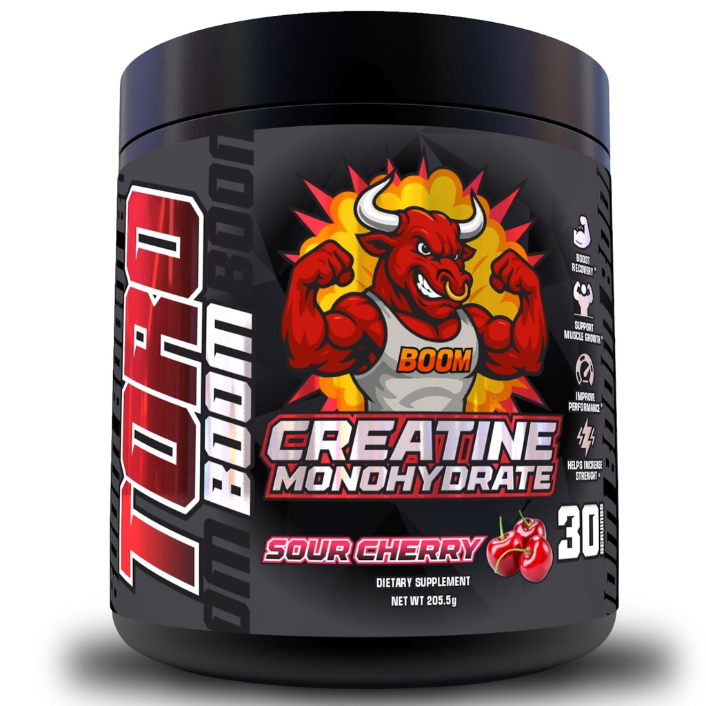 Creatine for Strength & Muscle Energy Production 5g per Serving, Micronized Powder, Pre-Workout, Muscle Health, Style Supplement for Gym Beginners, 30 Servings, Made in USA. (Cherry)