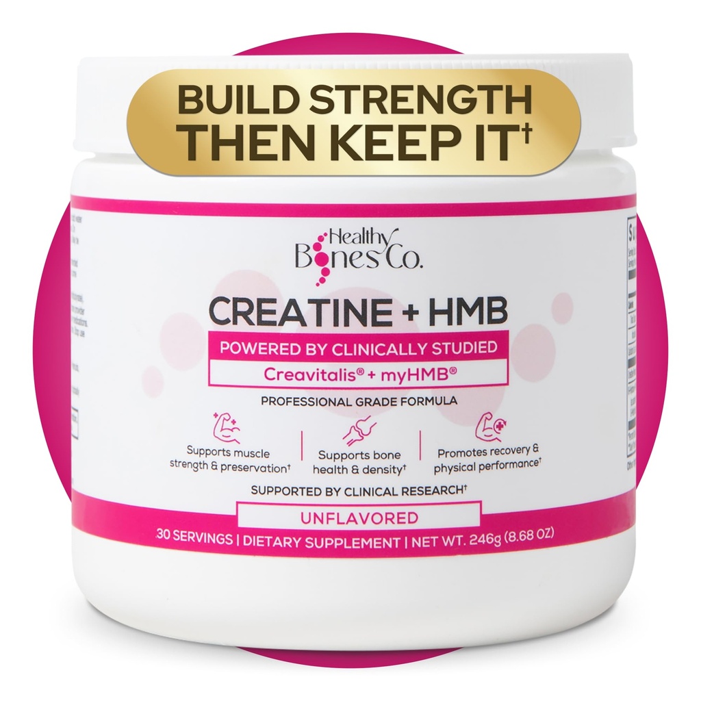 Creatine HMB Powder, 5g Creatine Monohydrate With 3g HMB, Creatvitalis And myHMB Formula, HMB Supplement for Men and Women Supporting Recovery, Endurance, Mobility and Muscles, Unflavored, 30 Servings