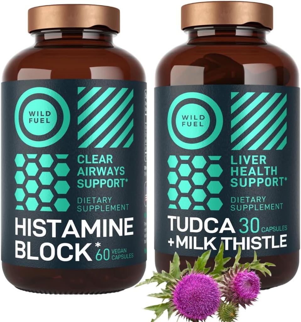 WILD FUEL Histamine Block Kosttilskud og TUDCA med mælk Thistle Cleanse og Detox Bundle