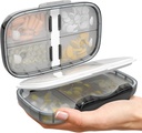 Travel Pill Organizer - Airtight Medicine Case for Traveling Portable Pharmacy Box med etiketter Vitamin Container 8 Segment supplement Medication Holder Stor kapacitet dagligt (Black-2)