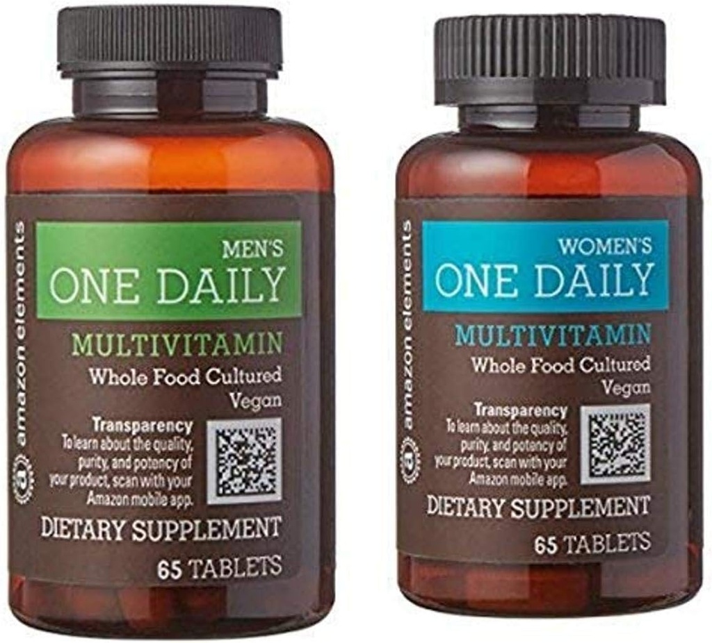   Elements Men's and Women's One Daily Multivitamins, Vegan, 65 Tablets, 2 month supply