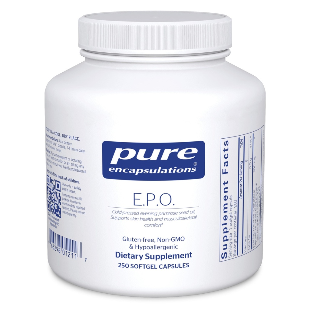 Pure indkapslinger E.P.O. (Aften Primrose Oil) Name 124; Hypoallergen Kosttilskud Indeholder 9% GLA