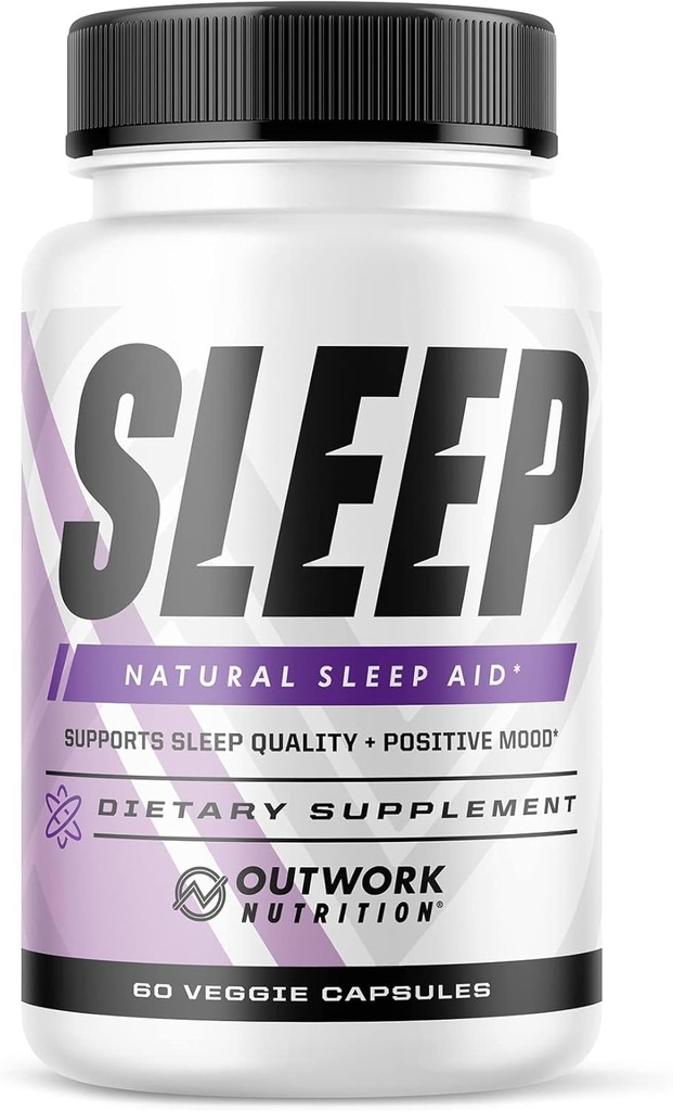 Outwork Nutrition Sleep Aid - Natural Melatonin, L- Theanin, Saffron Extract - Sovetilskud til voksne - øger søvnkvalitet & tid, forbedrer positiv mood - 60 Veg kapsler (ikke gummies)