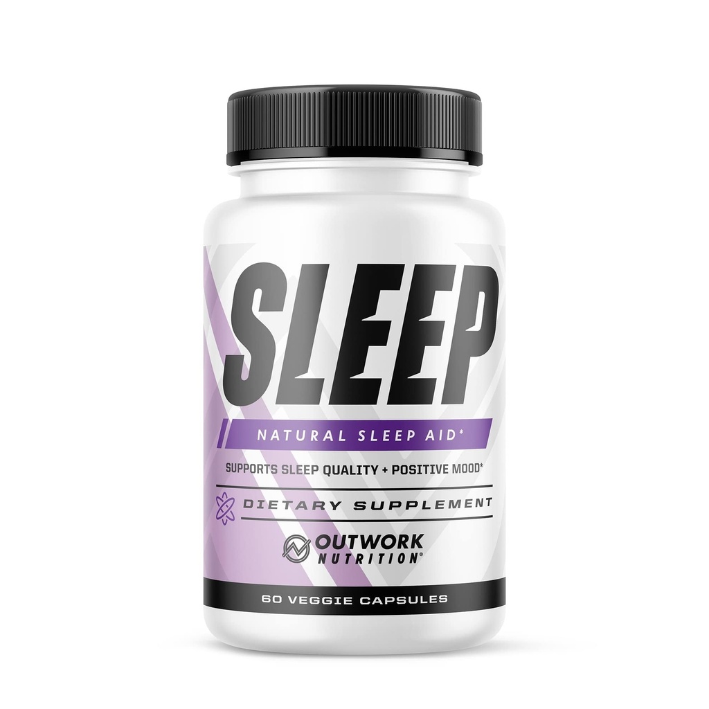 Outwork Nutrition Sleep Aid - Natural Melatonin, L- Theanin, Saffron Extract - Sovetilskud til voksne - øger søvnkvalitet & tid, forbedrer positiv mood - 60 Veg kapsler (ikke gummies)