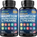 Cortisol Support Supplement for Women and Men - with Magnesium, Ashwagandha & L-Theanine - Supports Stress Relief, Relaxation & Sleep - 120 Capsules (2-Pack)
