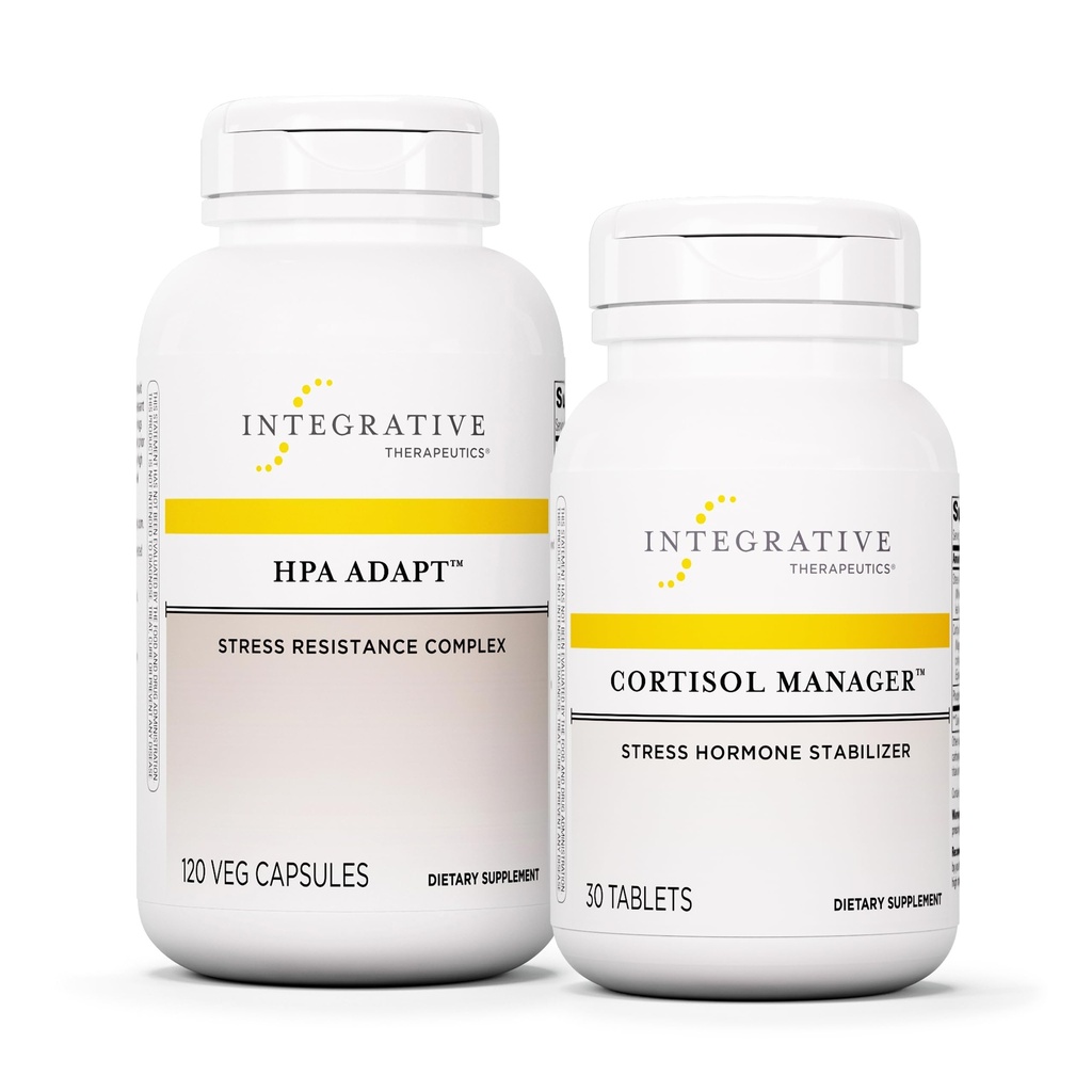 Integrative Therapeutics Bundle with Cortisol Manager, 30 Tablets - Stress Support Supplement with Ashwagandha* - & HPA Adapt, 120 Vegan Capsules - Support a Healthy Stress Response wit