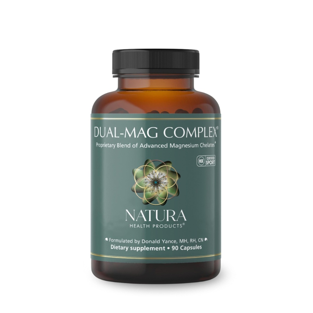Natura Health Products Dual- mag Complex Supplement - fremmer kardiovaskulær, neurologisk, og immunsundhed - Med Albions Magnesium Bisglycinate Buffered Chelate (90 kapsler)