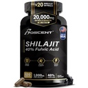 Shilajit Capsules 20,000mg - Pure Himalayan Shilajit til mænd og kvinder - Organic Fulvic Acid Supplement med 85 + Trace Minerals - High Potence Natural Energy & Vitality Support - 120 Vegan Capsules