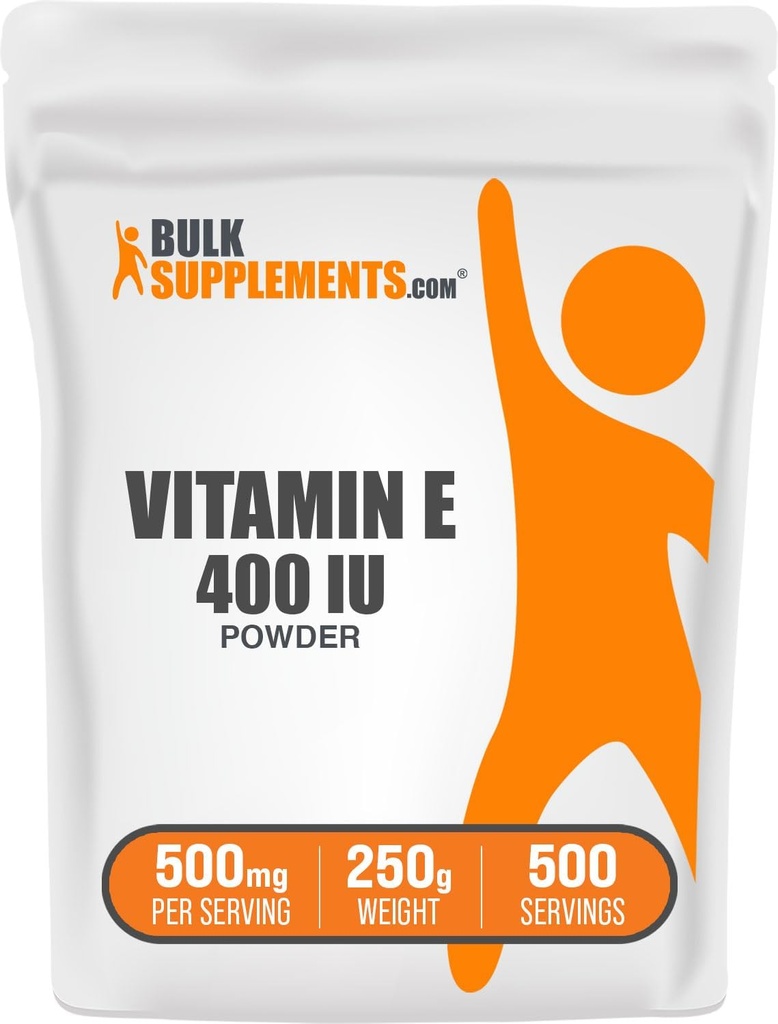 BulkSupplements.com Vitamin E 400 IU Powder - as D-Alpha Tocopherol, Nutritional Supplements - Gluten Free, 500mg per Serving, 250g (8.8 oz) (Pack of 1)
