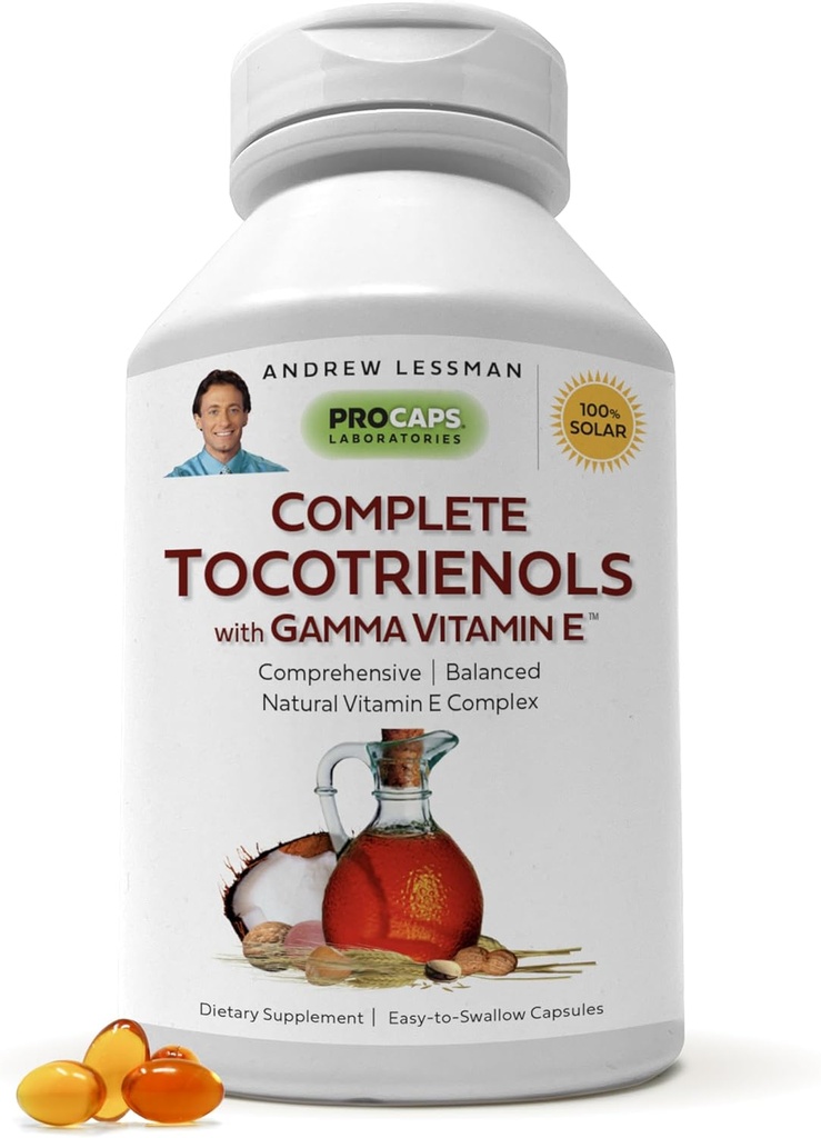 ANDREW LSSMAN Complete tocotrienoler med Gamma Vitamin E 240 Softgels - Otte former for E-vitamin (Alpha, Beta, Gamma, Delta Tocopheroler og Tocotrienoler). Kraftig antioxidant. Ingen tilsætningsstoffer