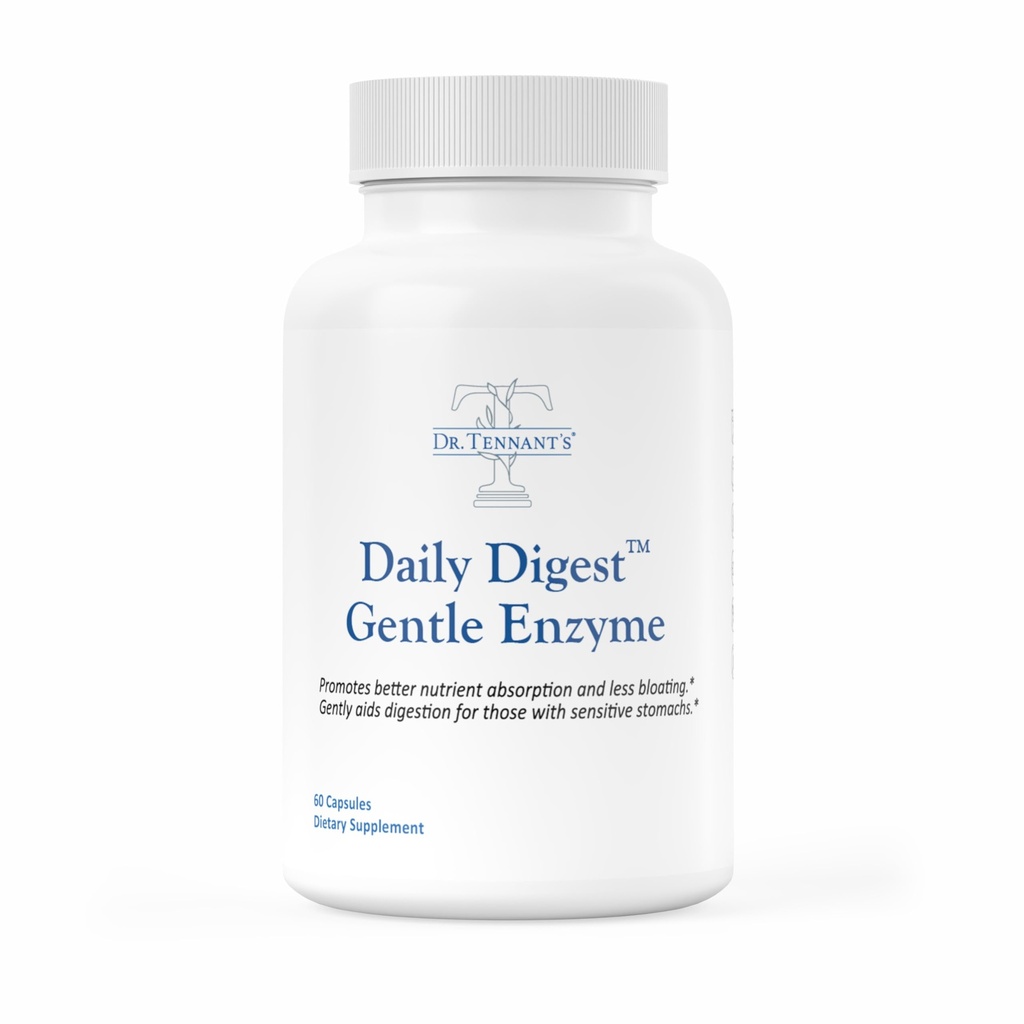 Dr. Tennant's Digestive Enzymes with Bromelain, Papain and Lipase - Bloating Relief and Gas Support for Sensitive Stomachs, Vegan, 27-Enzyme Blend, 60 Veggie Capsules, Daily Digest