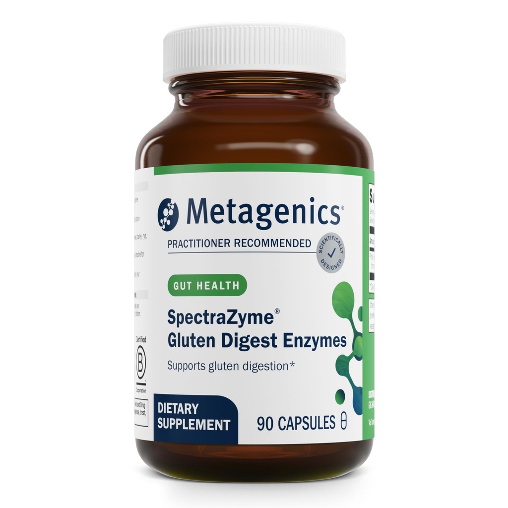 Metagenics SpectraZyme Gluten Digest Enzymes - Helps Break Down Gluten Proteins* - Supports Gut Health, Bloating & Gas Relief* - Non-GMO, Gluten-Free & Vegetarian - 90 Capsules