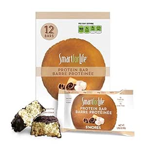 Smart for Life High Protein Bars - Smores - Lavsukker Crunchy 14g Protein Meal Erstatningsstænger - 12 Barer - Arbejder med Cookie Diet Protein Snacks - Ikke-GMO - Smores Protein Bar