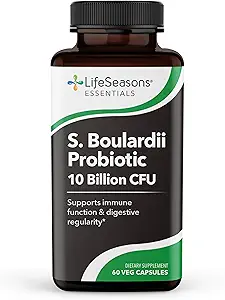 LifeSeasons Essentials S. Boulardii Probiotic - understøtter immunfunktion & fordøjelsesregel - fremmer en sund Gut & stærkere intestinal Laning - Eases fordøjelse - Saccharomyces - 60 kapsler