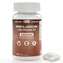 HMB and Leucine Supplement, 3500mg L-Leucine HMB with Vitamin D3, Amino Acid BCAA for Men, Vegan, Gluten Free, 90 Capsules