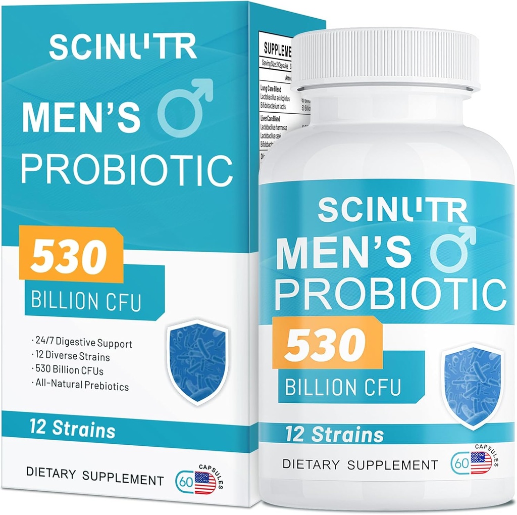 Probiotika til mænd, 530 Millioner CFU 'er & 12 Probiotika med gurkemeje Cranberry & Goji, Gut Sundhed for mænd, Understøtter fordøjelsessygdomme, Microbiome, Colon, og immunforsvar, 30- Day Supply