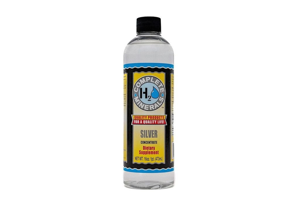 Komplet H2O Mineraler Super Sølv 100 ppm Koncentreret Angstrom Biotilgængelig Ionic Silver Water - Potent Styrke 16 fl. oz.