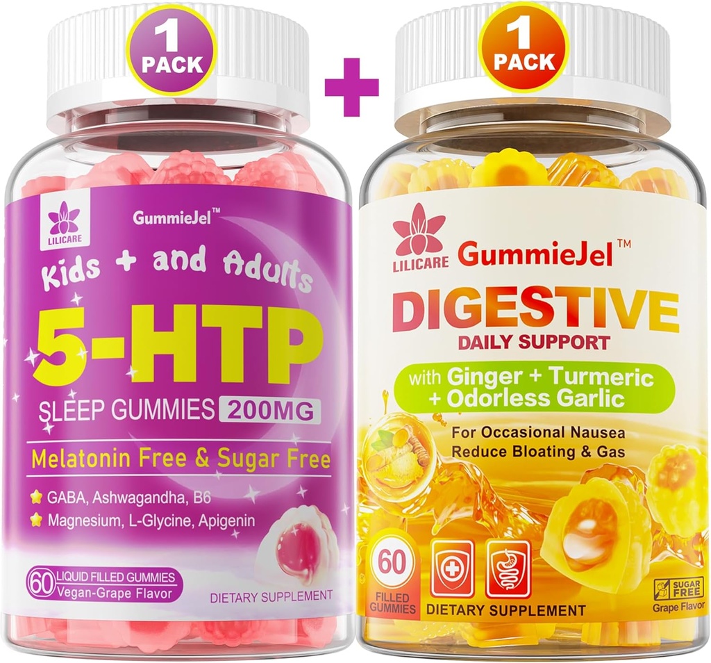 Ingefær Tyggegummi supplement Gummies for kvalme, mave Relief & 5htp Gummies for voksne & børn 8 + med GABA + Magnesium Glycinat