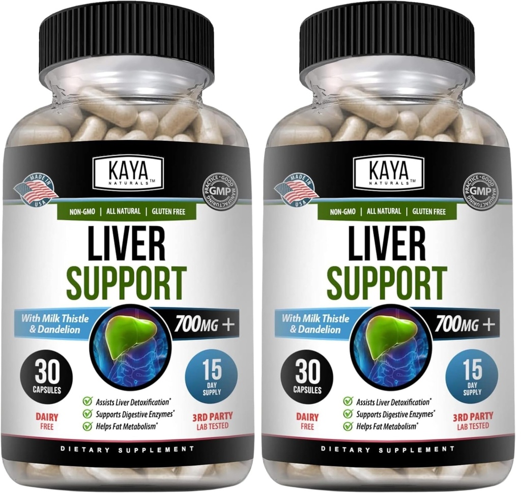 Kaya Naturals Liver Cleanse Detox & Repair - Milk Thistle Supplement - Liver Detox for Women and Men - Artichoke Extract and Dandelion Root Capsules - 30 Count (Pack of 2)