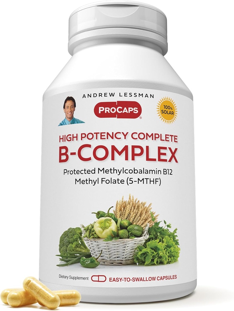 ANDREW LSSMAN High Potency B- Complex 180 kapsler - med høje niveauer af folat complex og biotin, fremmer cellulær vækst, energi, immunfunktion, afgiftning, fedt metabolisme og mere