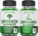 Supergreens & Ashwagandha Gummies - Ashwagandha fremmer Calmness & Forbedrer immunsystemet - Lækre Supergreens Med Spinat, Broccoli, Rødbeder & Grøn te til immunforsvar - 60 Gummies