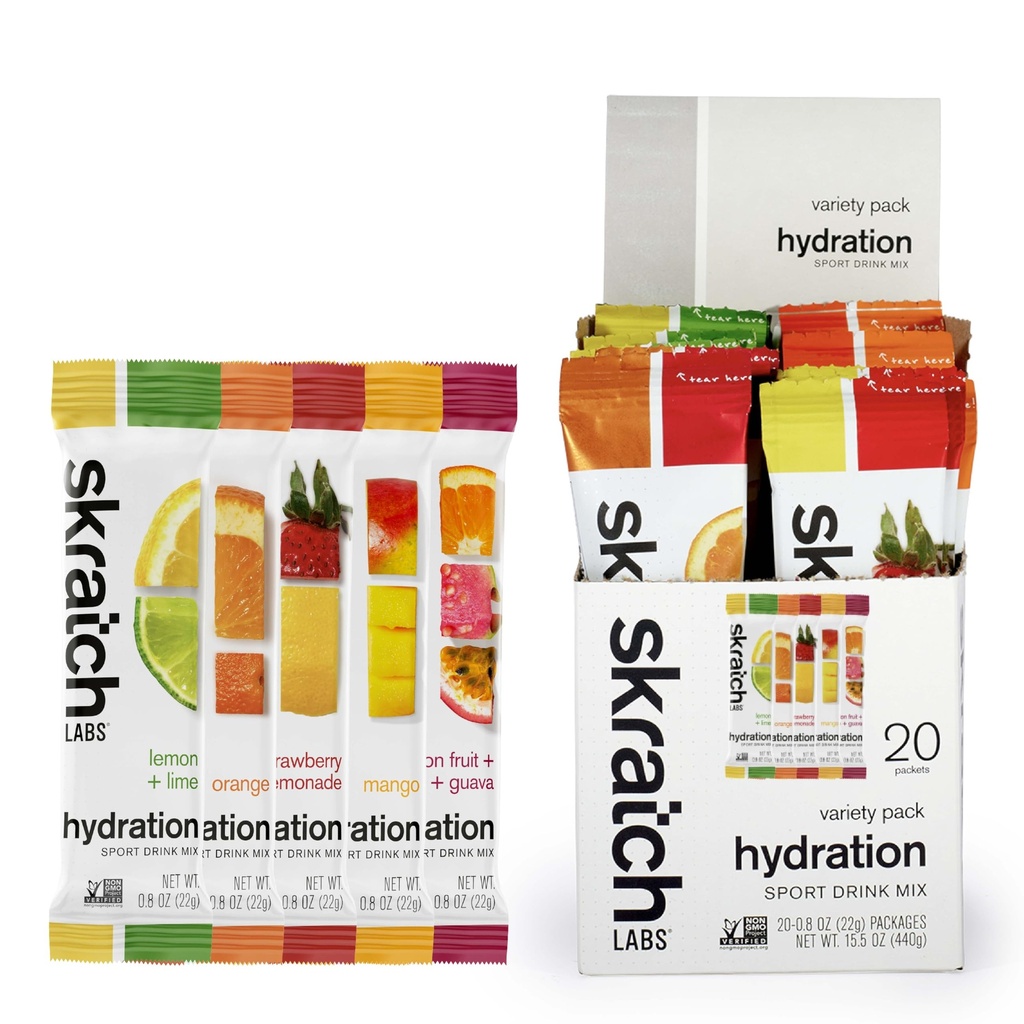 Skrattch Labs Hydration Packets - Hydration Drink Mix, Variety Pack (20 Single Serving Packets) - Elektrolyte Powder Udviklet til atleter og Sports Performance, Gluten Free, Vegan, Kosher