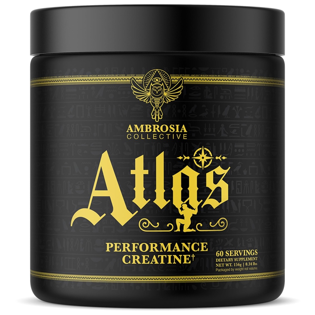Ambrosia Atlas Creatine Monohydrate Powder | Purest Creatine™ + Acetic Acid + Magnesium for Enhanced Absorption | Strength, Endurance & Recovery Support | Unflavored | 60 Servings